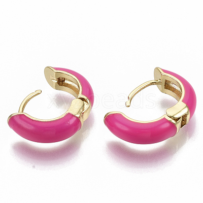 Brass Huggie Hoop Earrings EJEW-S209-01D-1
