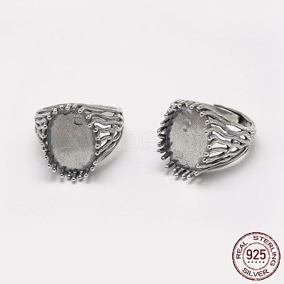 Adjustable Thailand 925 Sterling Silver Solitaire Ring Settings STER-P033-30AS-1