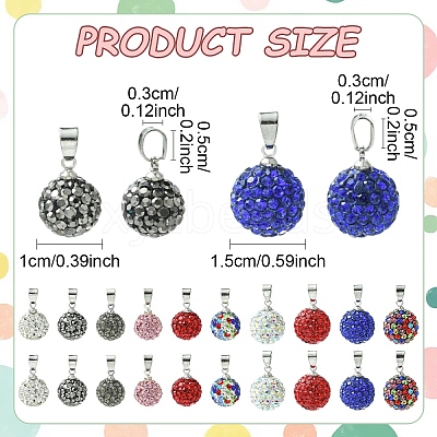 10Pcs Handmade Polymer Clay Rhinestone Pendants RB-YW0001-29A-1