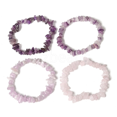 4Pcs Gemstone Beaded Stretch Bracelets Set BJEW-JB11182-1