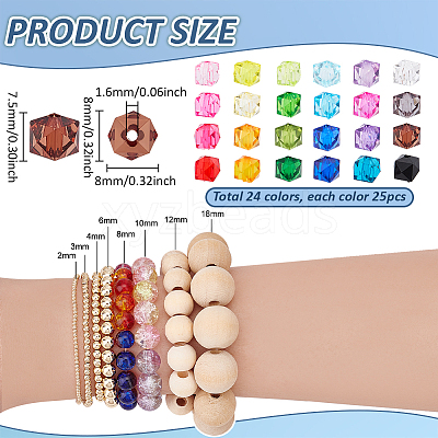 24 Colors Transparent Acrylic Beads TACR-PH0001-94-1
