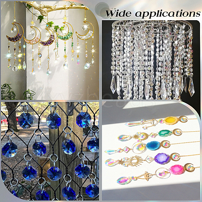 80Pcs Transparent Faceted Glass Connector Charms GLAA-SP0001-88D-01-1