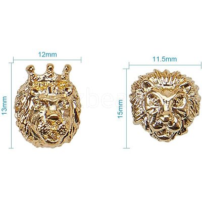 Lion Head Alloy Beads PALLOY-PH0012-04-1