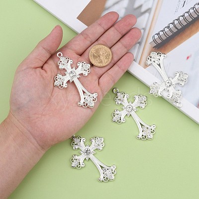 Alloy Rhinestone Cross Big Pendants LS-ALRI-1475-S-RS-1