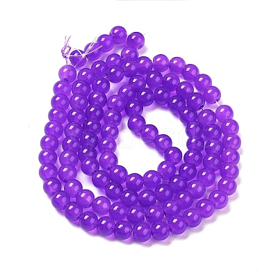 Baking Paint Imitation Jade Glass Round Bead Strands X-DGLA-Q021-8mm-27-1