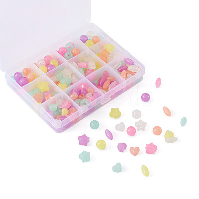 200Pcs 4 Style Luminous Acrylic Beads TACR-FS0001-02-1
