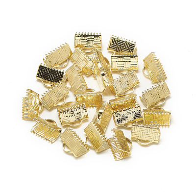 Brass Ribbon Crimp Ends KK-T032-146G-1