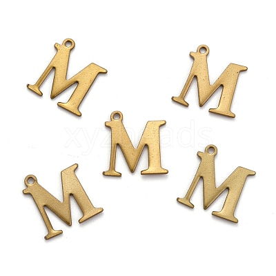 304 Stainless Steel Alphabet Charms STAS-H122-M-AB-1