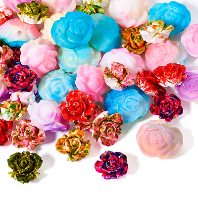 54Pcs 9 Styles Opaque Resin Beads RESI-TA0003-10-1
