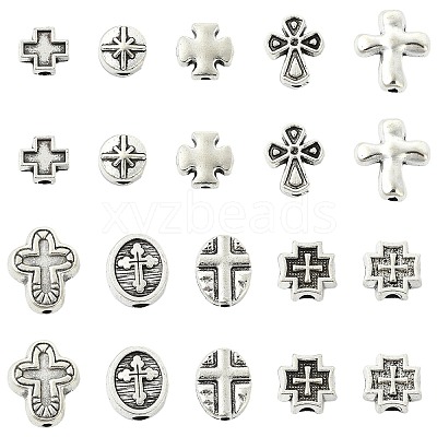 100Pcs 10 Styles Tibetan Styles Alloy Beads FIND-CJ0006-03-1