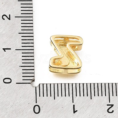 Brass Micro Pave Clear Cubic Zirconia Initial Spacer Bars KK-E802-34G-Z-1