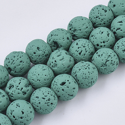 Spray Painted Natural Lava Rock Beads Strands X-G-N0324-C-03-1