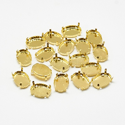 201 Stainless Steel Sew on Prong Settings STAS-T032-03G-13x18mm-1