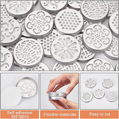 40Pcs 5 Style Aluminium Hollow Candle Canister Lids AJEW-BC0003-62-1
