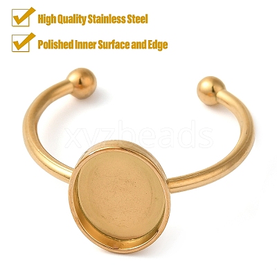 Ion Plating(IP) 304 Stainless Steel Open Cuff Ring Components STAS-I306-06A-G-1