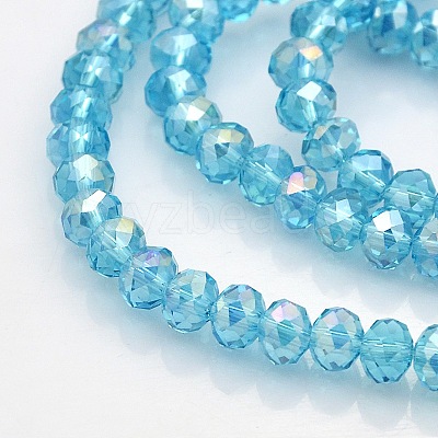 AB Color Plated Faceted Rondelle Electroplate Glass Beads Strands GLAA-A024D-AB07-1