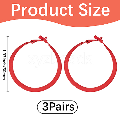 3 Pairs Spray Painted Alloy Hoop Earrings EJEW-SP0001-21C-1