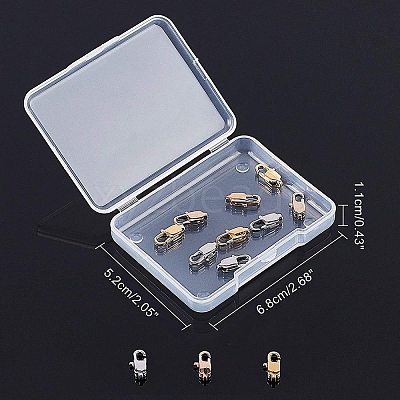Ion Plating(IP) 304 Stainless Steel Lobster Claw Clasps, Mixed Color,  13x6x3mm, Hole: 1.4mm, 3colors, 4pcs/color, 12pcs/box