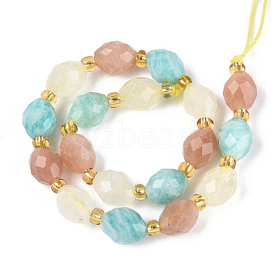 Natural Lemon Quartz & Flower Amazonite & Sunstone Beads Strands G-N358-04A-08-1