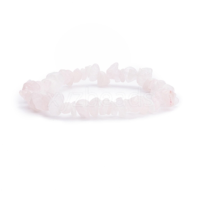 Natural Rose Quartz Chips Beaded Jewelry Set SJEW-JS01232-06-1