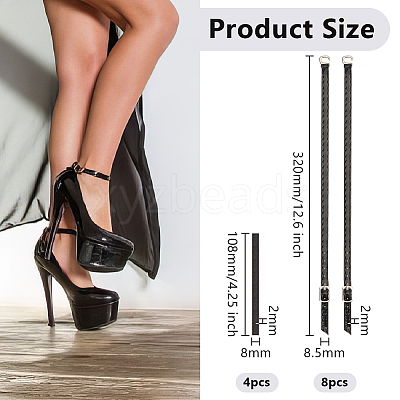 4 Sets Imitation Leather Women's Adjustable Detachable Anti-Loose Shoe Straps for High Heels AJEW-OC0013-18-1