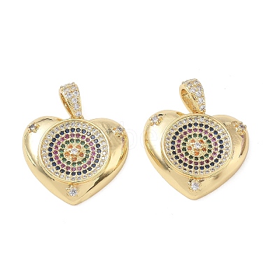 Brass Micro Pave Colorful Cubic Zirconia Pendants CU-CBA6B6F-15G-1