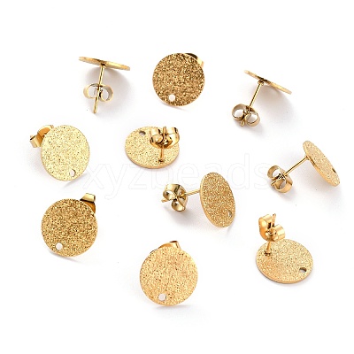 Ion Plating(IP) 304 Stainless Steel Stud Earring Findings STAS-O144-01C-G-1