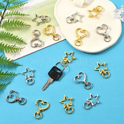 20Pcs 4 Styles Heart/Star Alloy Swivel Clasps FIND-YW0005-60-1