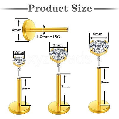 316L Surgical Stainless Steel Pave Clear Cubic Zirconia Flat Round Internally Threaded Labrets FS-WG7B90D-05-1
