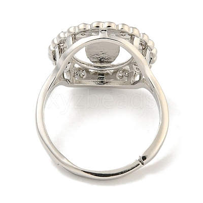 Flat Round with Saint & Heart Rack Plating Brass Micro Pave Cubic Zirconia Adjustable Rings RJEW-I105-04P-10-1