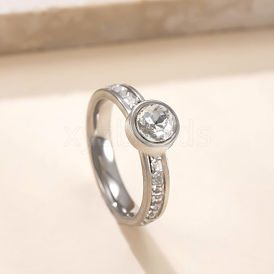 304 Stainless Steel & Rhinestone Finger Rings WG87391-03-1
