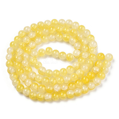Crackle Baking Paint Imitation Jade Glass Beads Strands DGLA-T003-8mm-03-1