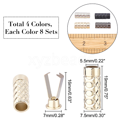 32 Sets 4 Colors Zinc Alloy Cord Ends FIND-PH0003-83-1