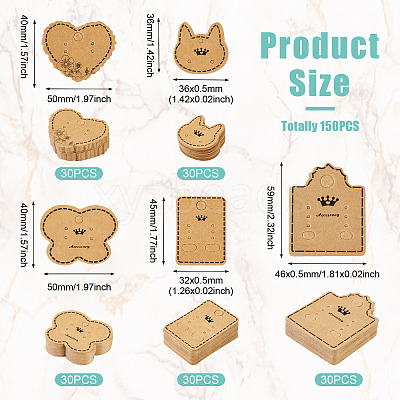 150Pcs 5 Styles Kraft Paper Earring Display Cards DIY-TA0006-04-1