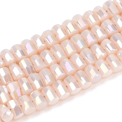Electroplate Opaque Glass Beads Strands EGLA-N022-09A-C04-1