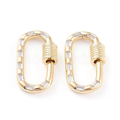Brass Micro Pave Cubic Zirconia Screw Carabiner Lock Charms ZIRC-L093-58A-G-1