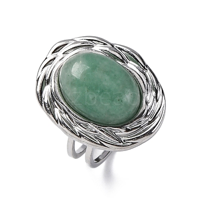 Oval Natural & Synthetic Gemstone Finger Rings RJEW-M063-01P-1