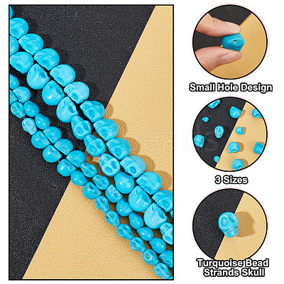 3 Sizes Dyed Synthetic Turquoise Beads Strands G-AR0004-83-1