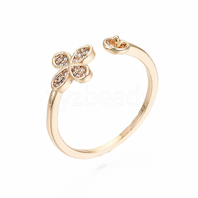 Brass Micro Pave Clear Cubic Zirconia Peg Bails Cuff Finger Ring Settings X-KK-S360-014-NF-1