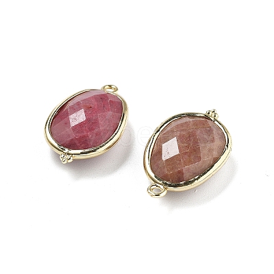 Natural Rhodonite Faceted Oval Connector Charms G-H323-02G-15-1