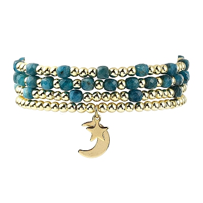 4Pcs 4 Styles Adjustable Natural Apatite & Synthetic Hematite Bead Bracelets BJEW-JB14151-03-1