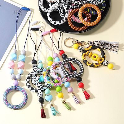 5Pcs Ring Food Grade Eco-Friendly Silicone Focal Beads JX893A-1