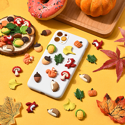 60Pcs 10 Styles Opaque Resin Decoden Cabochons RESI-SC0006-36-1