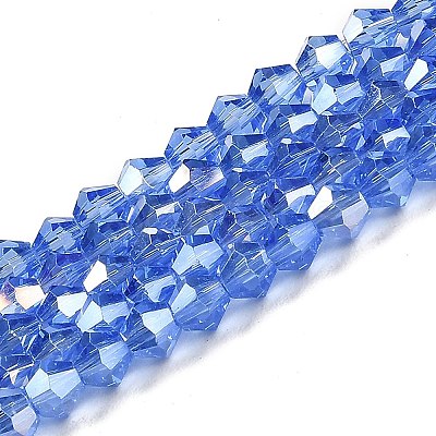 Transparent Electroplate Glass Beads Strands EGLA-A039-T6mm-B07-1