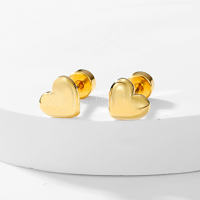 201 Stainless Steel Heart Screw Stud Earrings CN3729-2-1