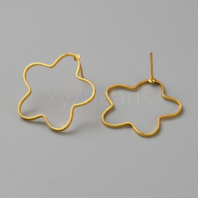 Golden Brass Hollow Geometric Stud Earrings EJEW-WH0012-127H-1
