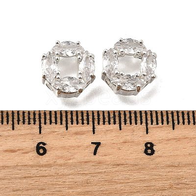Brass Micro Pave Cubic Zirconia Beads KK-F913-02P-01-1
