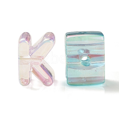 UV Plating Rainbow Iridescent Acrylic Beads OACR-C012-02-1-1