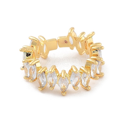Brass with Cubic Zirconia Open Cuff Rings LS-RJEW-B053-05-1