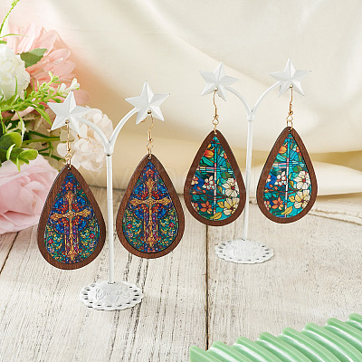 2 Pairs 2 Styles Acrylic Dangle Earrings EJEW-TA0001-52-1